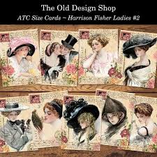 Harrison Fisher Ladies Altered ATC Size Cards Set 2 Printable - Etsy