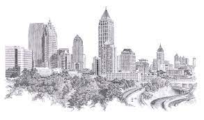 Atlanta skyline silhouette drawing, skyline, animals, building, city png. Atlanta Drawing By Andrew Aagard