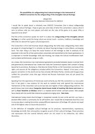 The Possibilities For Safeguarding Local Cultural Heritage In The