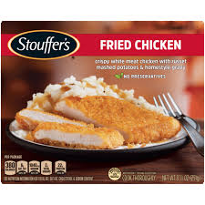 From frozen to plate in 12 minutes, serve these crisp golden chicken strips with your favorite bbq, honey mustard. Fried Chicken Frozen Meal Official Stouffer S
