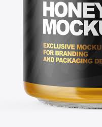 Download Clear Glass Jar With Honey Mockup In Jar Mockups On Yellow Images Object Mockups PSD Mockup Templates