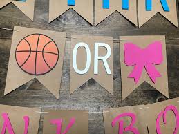 Free Throws Or Pink Bows Etsy Gender Reveal Decorations Baby Gender Reveal Party Basketball Gender Reveal