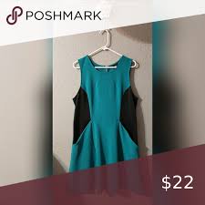 Black And Teal Dress Teal And Black Dress In 2020 Black Dress With Pockets Dresses Black Dress