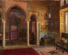 Peinture Algerie Dans La Cour D Un Palais Mauresque A Alger Par Leon Cauvy Peintres Orientalistes Et Du Voyage Pinterest Watercolor