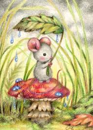 Forest Rain Cute Mouse Art By Carmen Medlin Cute Drawings Art Whimsical Art