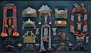 Group Ornamental Combs From Philippines Mindanao Palwan Various Natural Materials Early To Mid 20c Tribal Headdress Philippines Mindanao