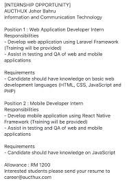 Internship Aucthux Utp Career Development Office Facebook