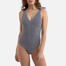 This item has been sold out. Maillot De Bain 1 Piece A Carreaux Vichy Carreaux Noir Blanc La Redoute Collections La Redoute