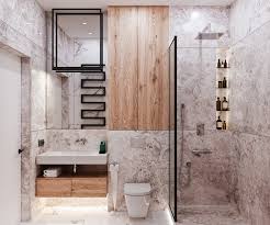A modern style bathroom with minimalist design. Premium Photo Modern Bathroom Design With Tiles Under Concrete And Marble