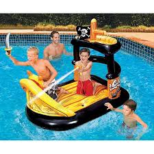 Banzai Ahoy Matey Inflatable Pirate Ship With Water Blaster Walmart Com Pool Floats Pool Rafts Pool Floaties