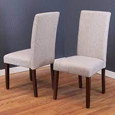 Living Room Upholstered Parsons Chair Set Of Two Features Sturdy Poplar Wood Frame Materi Parsons Dining Chairs Upholstered Dining Chairs Linen Dining Chairs
