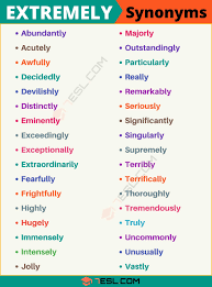 Extremely Synonym List Of 110 Synonyms For Extremely With Examples 7 E S L In 2020 English Vocabulary Words Writing Words Learn English Words