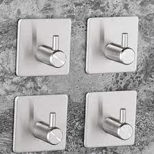 Yuanhuarongsheng Self Adhesive Hooks Bathroom Hook Key Rack Stainless Steel Towel Hook Wall Hook For Kitchen Heavy Duty W Towel Hooks Kitchen Fixtures Key Rack