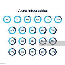 Set Of Pie Chart Infographic Elements 0 10 20 30 40 50 60