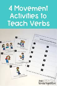 4 Movement Activities To Teach Verbs One Kreative Kindergarten Verbs Activities Teaching Verbs Movement Activities