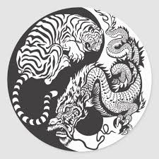 Cool dragon fighting tiger tattoo. Dragon And Tiger Yin Yang Symbol Classic Round Sticker Zazzle Com In 2021 Ying Yang Tattoo Dragon Tiger Tattoo Japanese Tattoo