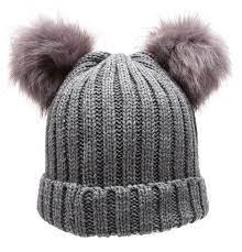 Women S Winter Chunky Knit Double Pom Pom Beanie Hat With Hair Tie Charcoal C112mpzmwl9 Double Pom Pom Beanie Pom Pom Beanie Hat Winter Hats