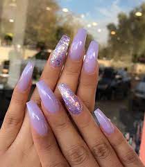 These coffin shaped nail designs are perfect for people who like to try something new every day. Nails Art Girl Polish Cute Makeup Purple Acrylic Nails Lilac Nails Coffin Nails Designs