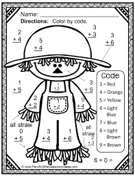 Fall Color By Number Addition Addition Coloring Worksheet Addition And Subtraction Subtraction Facts