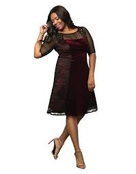 Kiyonna Womens Plus Size Mixed Lace Cocktail Dress 3x Black Lace With Bordeaux Lining Click On With Images Cocktail Dress Lace Cocktail Dress Sale Club Cocktail Dresses