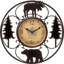 Made of heavyweight polyester canvas, this play tent for . Bear And Moose Clock Cabin Decor Rustic Cabin Decor Rustic Wall Clock