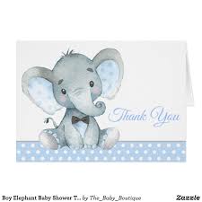 Boy Elephant Baby Shower Thank You Cards Baby Elephant Elephant Baby Showers Baby Shower Thank You Cards