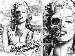 Red faced tiger tattoo tribal. Marilyn Monroe Half Skull Face