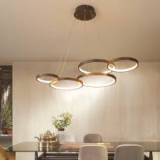 Metal Circle Chandelier Lighting Modernism Coffee Led Pendant Light Fixture In Warm White Light Beautifulhalo Com
