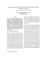 Pdf Augmented Reality An Application Of Heads Up Display Technology To Manual Manufacturing Processes
