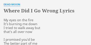 It doesn't sound complicated so there must be a reason you were fired. Where Did I Go Wrong Lyrics By Dead Moon My Eyes On The