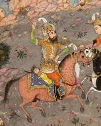 This scene depicts a famous encounter in the Shahnameh between Rostam and Borzu. Borzu is the grandson of Suhrab, whom Rostam had tragically killed in an earlier story without knowing that Suhrab