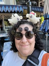 Mickey Christmas ears with lights up and Santa hat