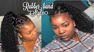 Mohawk hairstyles for black girls. Rubber Band Method High Curly Ponytail On Natural Hair Youtube