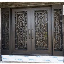 Wrought iron doors exterior doors front door colors door design windows and doors metal front door glass front door house design wrought iron door inserts. Elegant Villa Metal Steel Security Door Square Iron Door Designs With Sidelight Buy Steel Main Door Design Security Door Wrought Iron Door Product On Alibaba Com