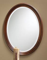 Solid Cherry Oval Framed Beveled Mirror Mirror Wood Framed Mirror Beveled Mirror