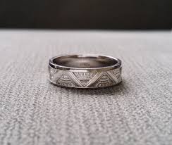 Art Deco Mens Wedding Band Ring Pattern Antique By Penellibelle Art Deco Wedding Band Rings Mens Wedding Bands Art Deco Wedding Rings