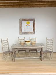 Miniature Kitchen Table Set Dollhouse Kitchen Table Set Etsy In 2020 Kitchen Table Settings Miniature Kitchen Dollhouse Kitchen