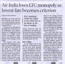 Air India Loses Ltc Monopoly As Lowest Fare Becomes