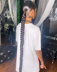 Layedbymeena Shared A Photo On Instagram Extra Long Braided Ponytail I Just Nev Hair Ponytail Styles Black Girl Braided Hairstyles Black Ponytail Hairstyles