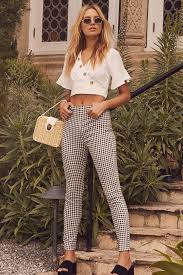 Black And White Checkered Pants Outfit Plaid Reputation Black And White Gingham High Waisted Pants In 2020 Plaid Pants Women High Waisted Pants Gingham Pants