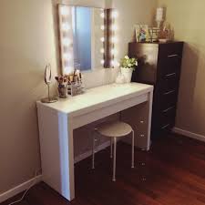 Black vanity desk with white drawers and big mirror in thick black frame, with hollywood. Dressing Table Mirror With Lights You Ll Love In 2021 Visualhunt