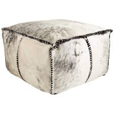 Large black braided jute pouf options. Surya Ranger Black White Hair On Hide Leather Pouf Ottoman 91h77 Lamps Plus