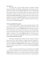 The result of this study will contribute to tax literature not only in malaysia but also internationally by enabling both a comparison of the malaysian system with other more established self assessment. Self Assessment System In Malaysia