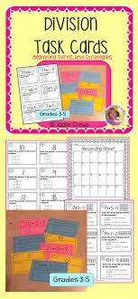 This Product Has 24 Division Task Cards Skills On The Cards Are Matching Terms Matching Quotients Correlating Division Task Cards Task Cards Math Word Walls