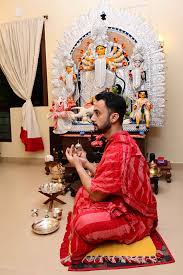 Hair and makeup pro Abhijith Chanda threw open his home for this special  Puja shoot as he gears up for another year of festivities and playing the  priest