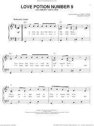9, originally performed by the clovers in 1959, tells the story of a lonely young man who drinks from a bottle that a gypsy woman gave him, with embarrassing. Searchers Love Potion Number 9 Sheet Music For Piano Solo Pdf