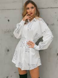 Schau dir unsere auswahl an girls alphabet dress an, um die tollsten einzigartigen oder spezialgefertigten handgemachten stücke aus unseren shops für . Glamaker Letter Print Shirt Dress Shein