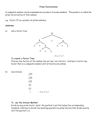 Prime factors of 72 are all the prime numbers when multiplied together equals to 72. Prime Factorization A Composite Number Can Be Expressed As A