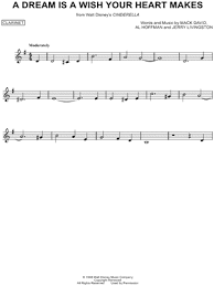 A Dream Is A Wish Your Heart Makes Chords And Lyrics A Dream Is A Wish Your Heart Makes Sheet Music From Cinderella 1950 Cello Sheet Music Clarinet Sheet Music Flute Sheet Music