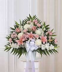 Large pink & lilac classic cross. Pink White Flower Sympathy Standing Basket At From You Flowers
